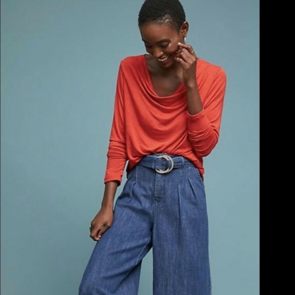 Anthropologie Dolan Orange Cowl Neckline Top